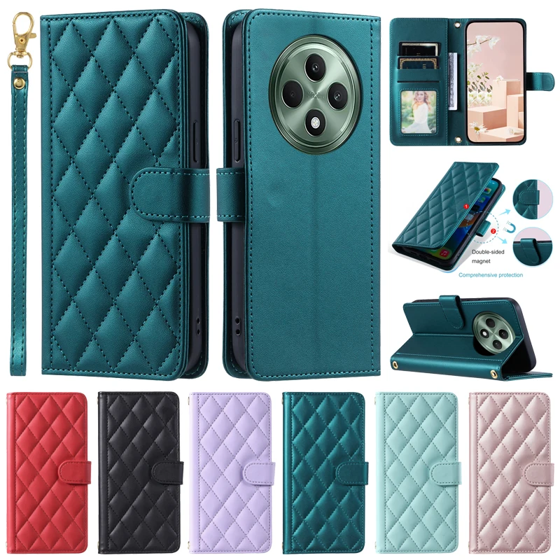 Rhombic Pattern Flip Fashion Wallet Case for Smartphone Protection