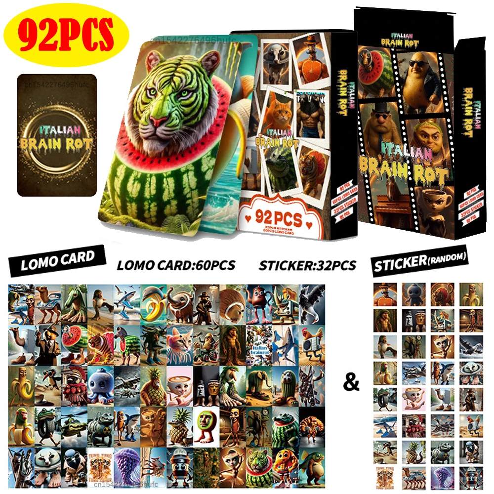92PCS Italian Brainrot Cards Tung Tung Tung Sahur Tralalero