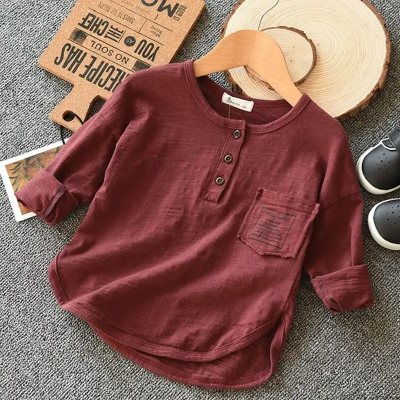 

Kids Boys Long sleeved T-shirt Spring and Autumn New Children's Bottom Shirt, Big Kids Loose and Handsome Top