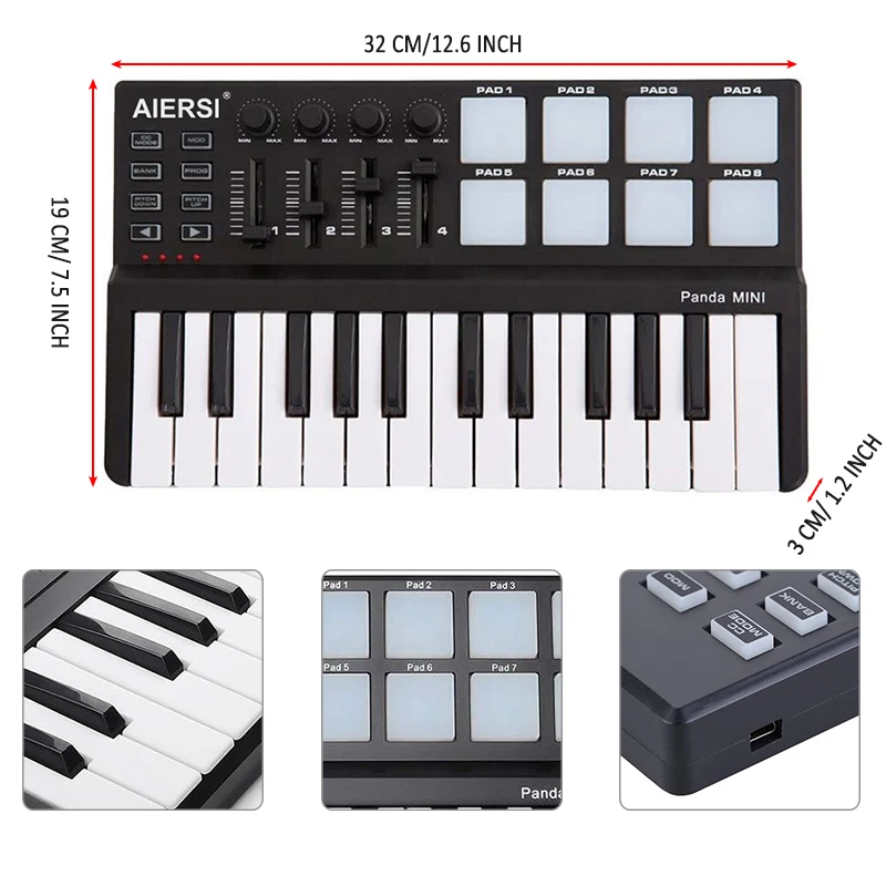 Aiersi Brand Midi Keyboard Piano 25 Keys Mini Piano Usb Digital Controller Music Keyboard Instrument