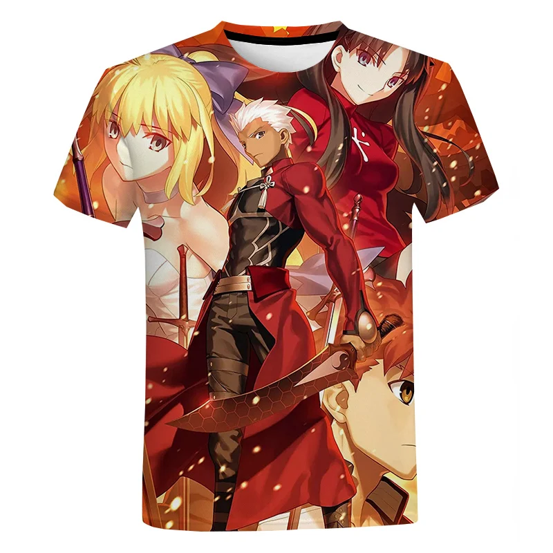 

Aniem Fate Stay Night Unlimited Blade Works 3D Printed T-shirt Harajuku Streetwear Men Women Summer Fashion Short Sleeve Tee