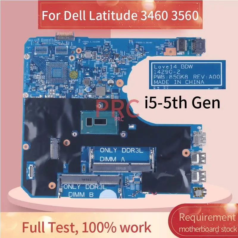 para Dell Latitude 3460 3560 Laptop Motherboard 0htfkw 0d0pg7 0cxyd3 0p9h40 01cgv1 Notebook Mainboard 142902 L3460 L3560 85gk8
