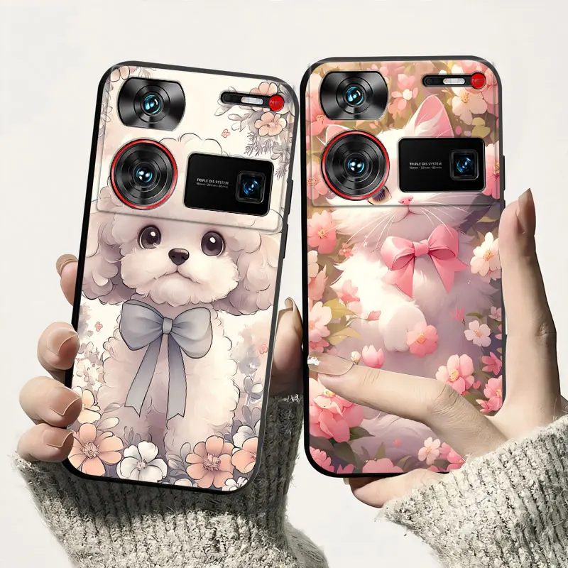 Shockproof Soft Silicone TPU Phone Case with Cat and Dog Design - Back Cover s