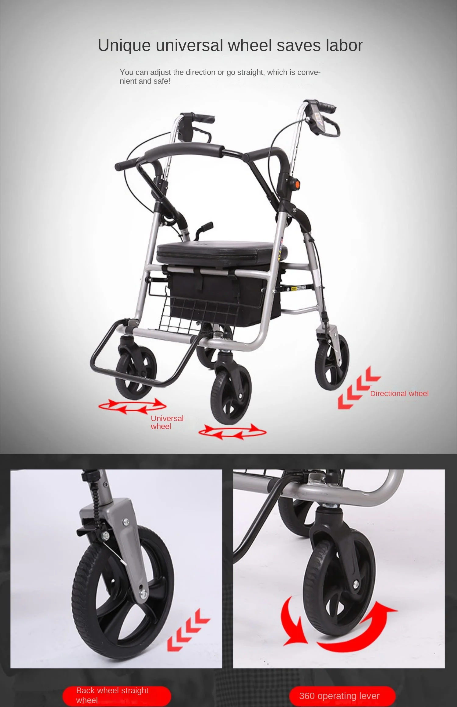 Elderly Trolley Grocery Shopping Cart Elderly Walker Four-Wheeled Sit Folding Small Trolley Light Walking Stick With Seat 6 Elderly Trolley Grocery Shopping Cart Elderly Walker Four-Wheeled Sit Folding Small Trolley Light Walking Stick With Seat 3