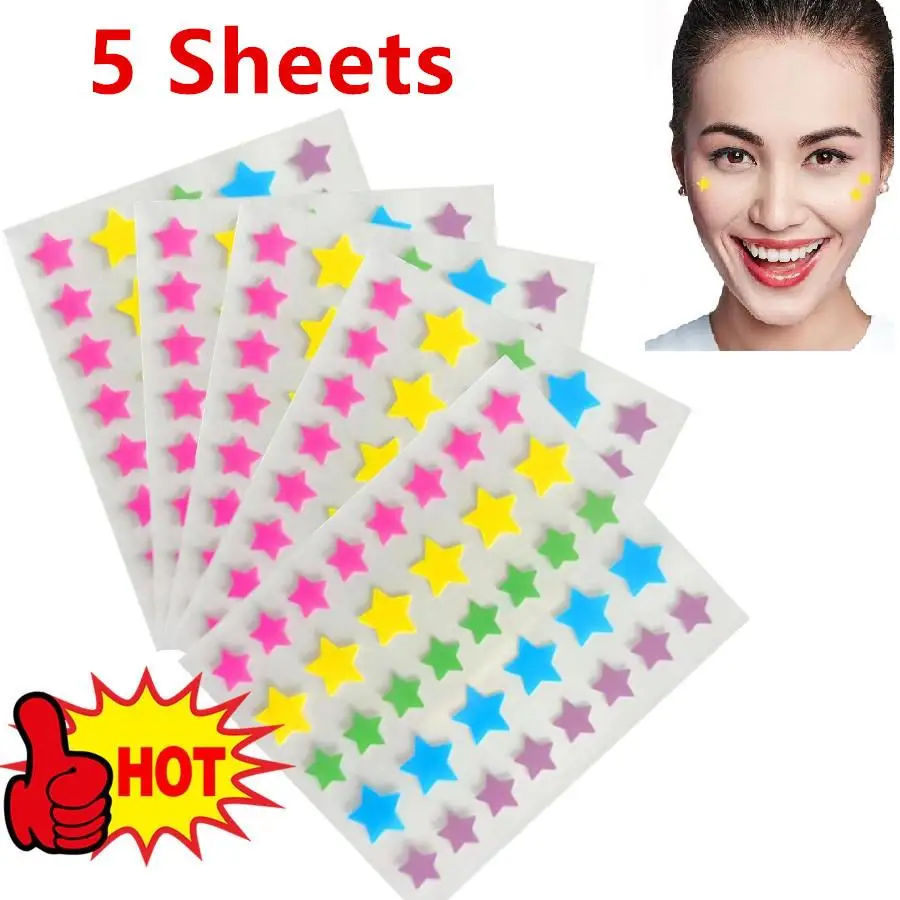 5X 36Pcs Colorful Acne Patches Cute Star Heart Shaped Acne Treatment Sticker Invisible Acne Cover Removal Pimple Patch Skin Care 700pcs lot diy heart scratch coating sticker for secret code cover wedding message stationery