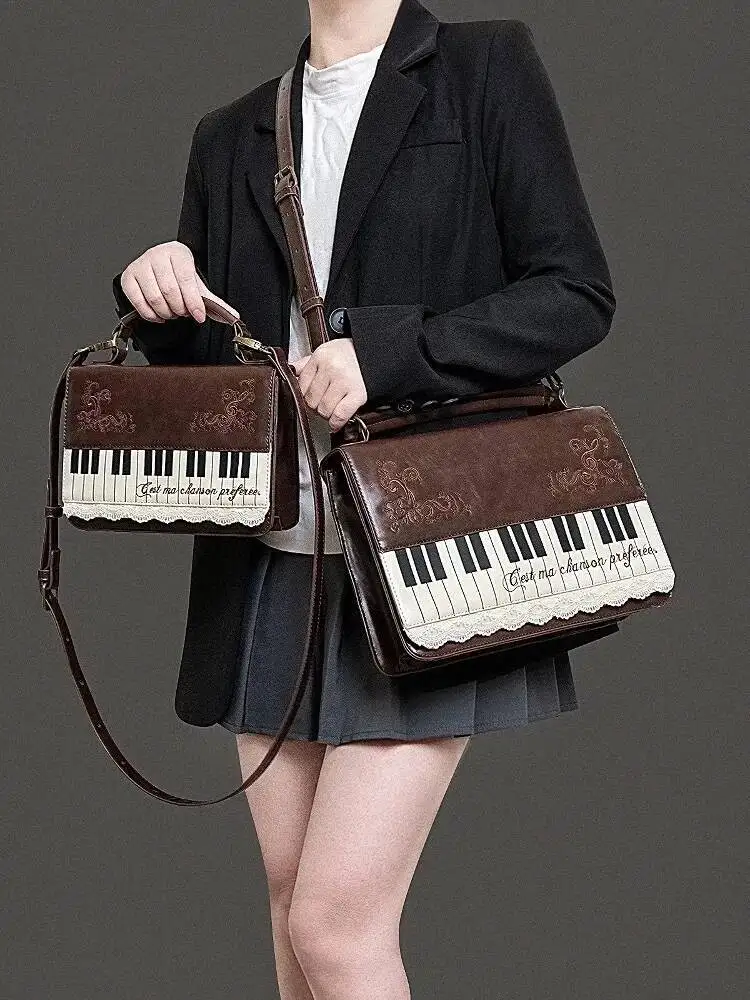 New Y2k Vintage Piano Shoulder Bag Womens Brown Crossbody Bag Girls Transparent Ita Bag Personalized Backpack Aesthetic Handbags S7e85637d639a48419e2cf68fded96815v