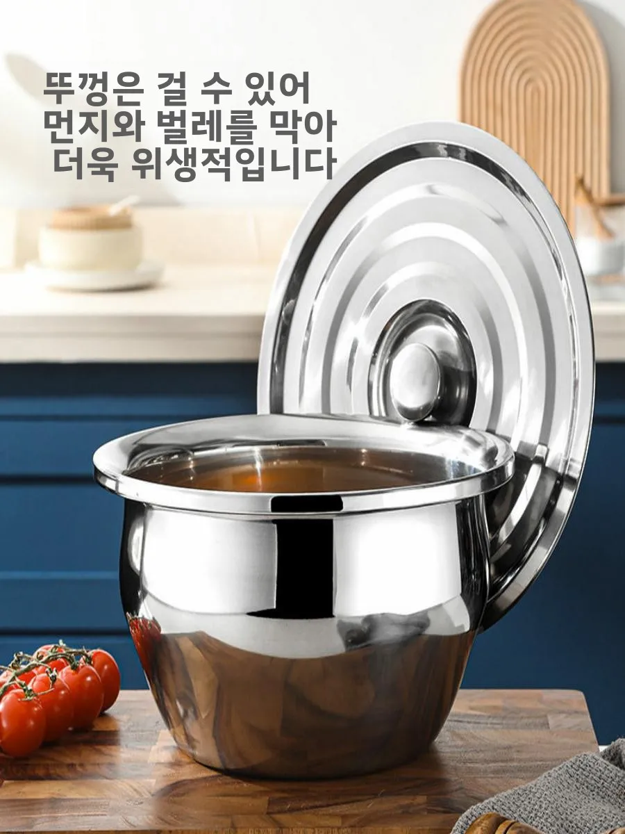 커버가 있는 주방 다용도 조미료통 식품 등급 304 스테인레스 스틸 오일통 모양의 주방용품 가정용