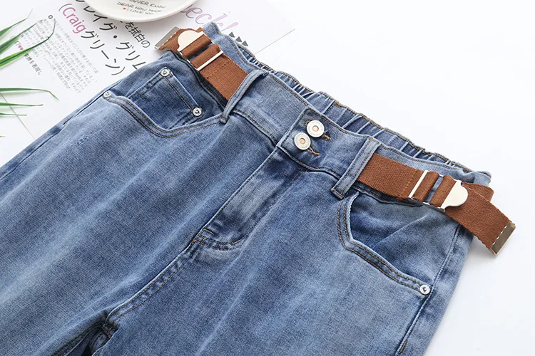 Women's Clothing Jeans 2022 Spring Fashion High Waist Stretch Denim Harem Pants Casual Brief Belt Bottoms D6-8071 brown jeans