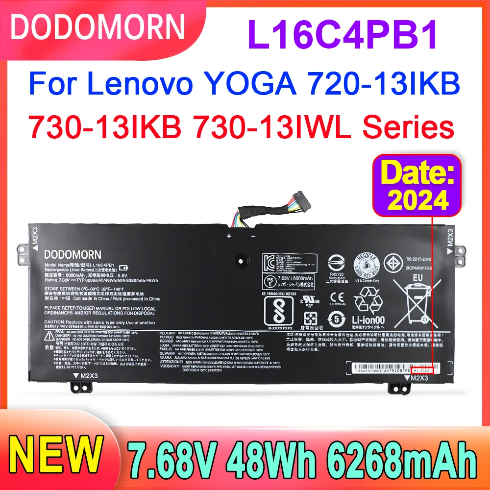 Новый аккумулятор L16L4PB1 для ноутбука Lenovo Yoga 720-13IKB 13IKBR 15IKB Yoga 730-13IKB L16C4PB1 L16M4PB1 5B10M52739 2ICP4/43/110-2