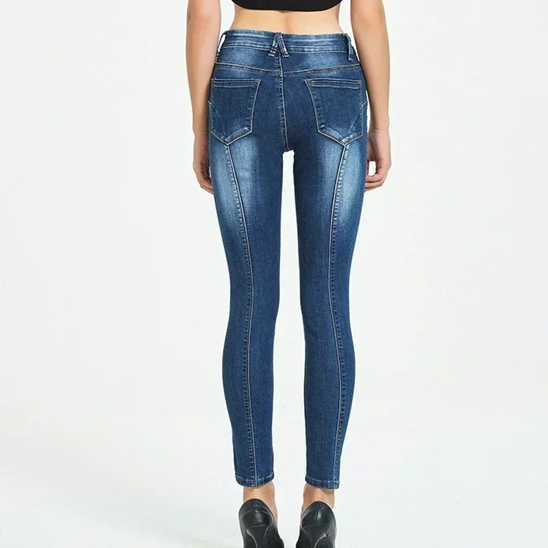 Jeans for Women Push Up Denim Pants Moto Biker Skinny Jeans 2026 Trend Clothes Pantalones De Mujer Pantalon Femme Blue 2XL 3XL - 3