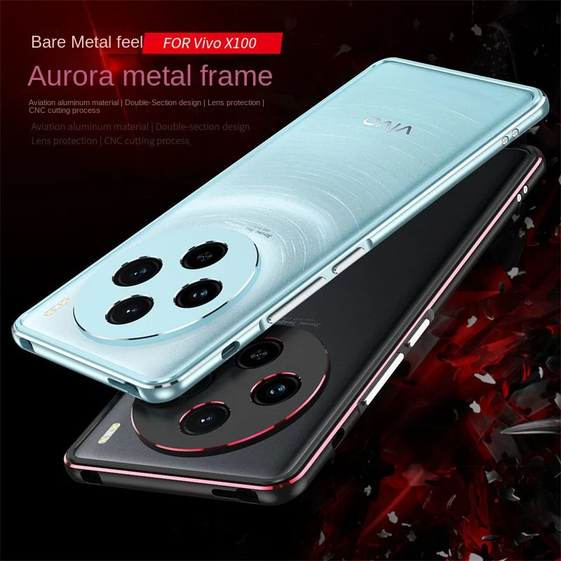 

Vivo X100 VivoX100 V2309A Bumper Ultra Thin Aluminum Metal Frame Case Hard Cover for Vivo X100 VivoX100 Metal Bumper Protector