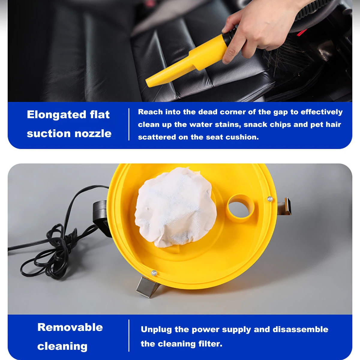 Multifunctional Car Vacuum Cleaner Dry/Wet DC 12V 60W High Power Portable Car Vacuum Cleaner Universal Interior Accessories