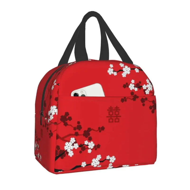 

Oriental Cherry Blossoms Insulated Lunch Bags for Women Kids School Resuable Thermal Warm Cooler Food Japanese Sakura Lunch Box