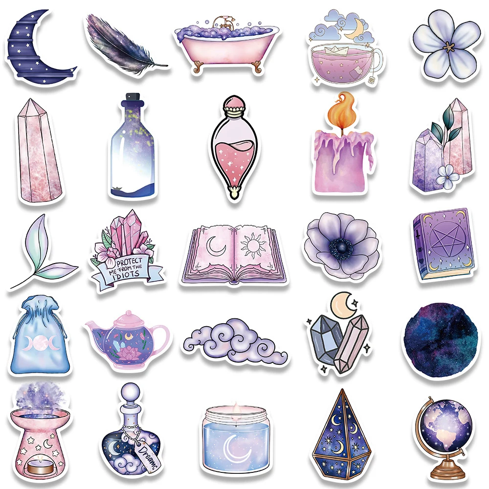 10/30/50/100pcs Cartoon Art Magic Witch Moon Crystal Cute Stickers Aesthetic Decals Laptop Scrapbook Phone Graffiti Sticker Toy 6