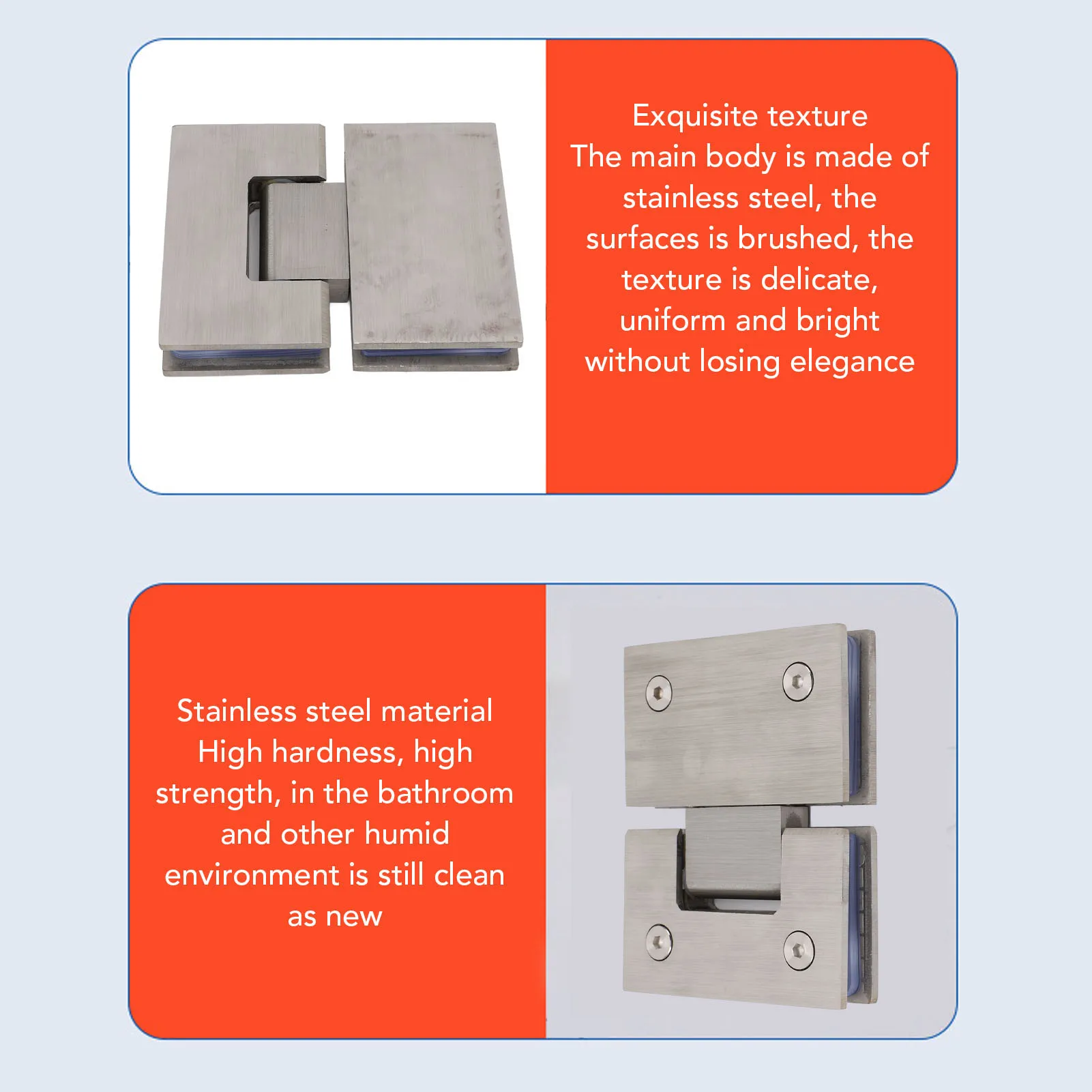 Frameless Shower Door Hinge 180 Degree 120lb Load Capacity Rustproof Stainless Steel Cabinet Hinge for 8mm To 12mm Thick Glass