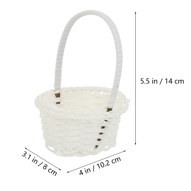 6 Db Rattan Kosár Fehér Függő Ültetvények Szövött Tároló Műanyag Virágszalma Fogantyú Bambusz Gyermekpályán - Image 2