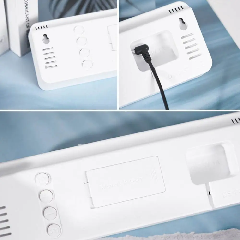전자 벽시계 온도 날짜 표시 테이블 시계, 가정용 벽걸이 디지털 LED 시계, 12 시간 24 시간 음성 제어 DST