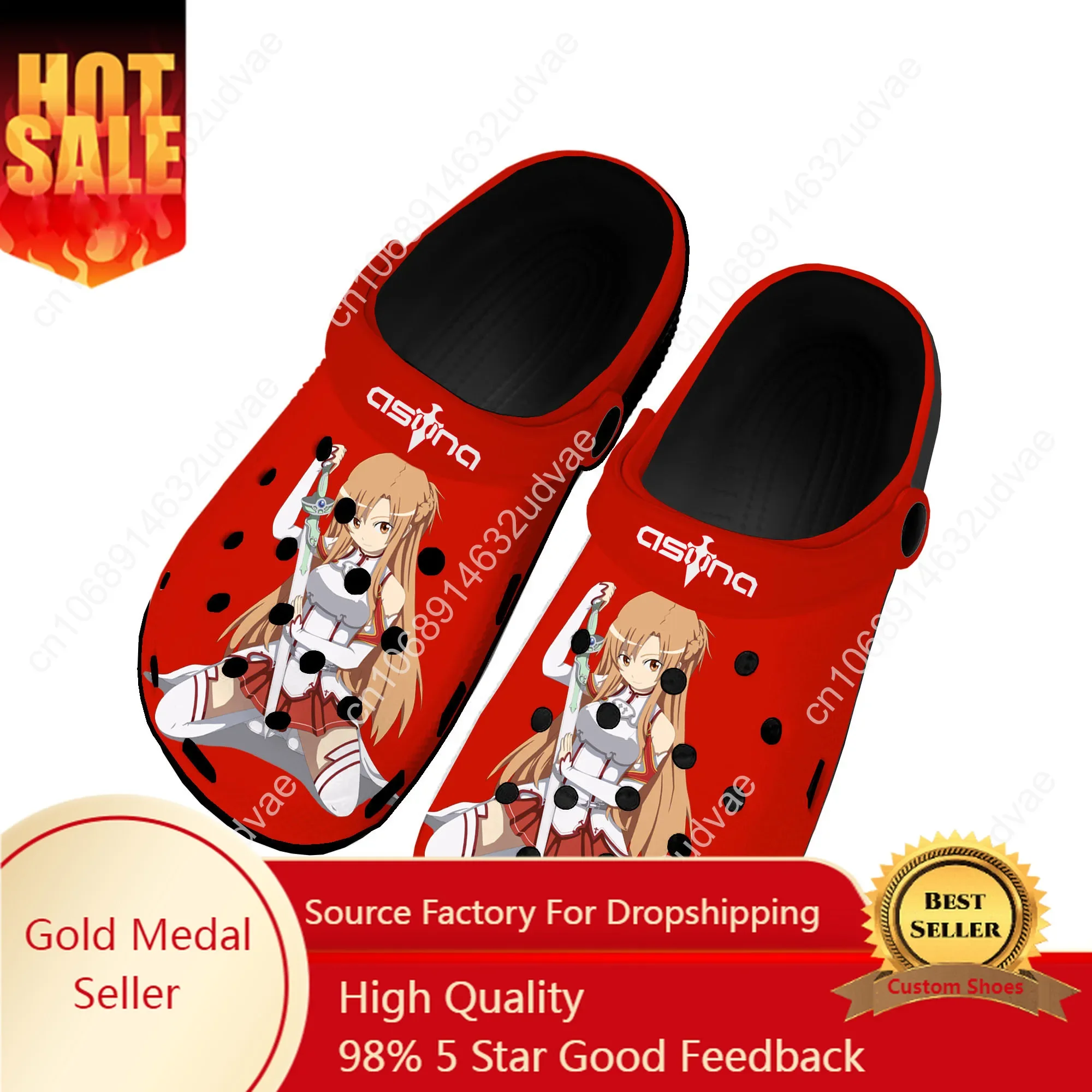 

Cartoon Novel Asuna Sword Art Online Home Clogs Custom Water Shoes Mens Womens Teenager Shoe Garden Clog Beach Hole Slippers