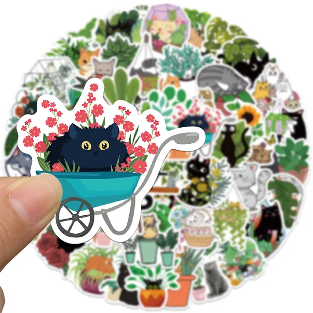50PCS Cartoon Cat Plant Personalized Graffiti Creative Sticker Desk Refrigerator Mobile Phone Skateboard Decoration 4