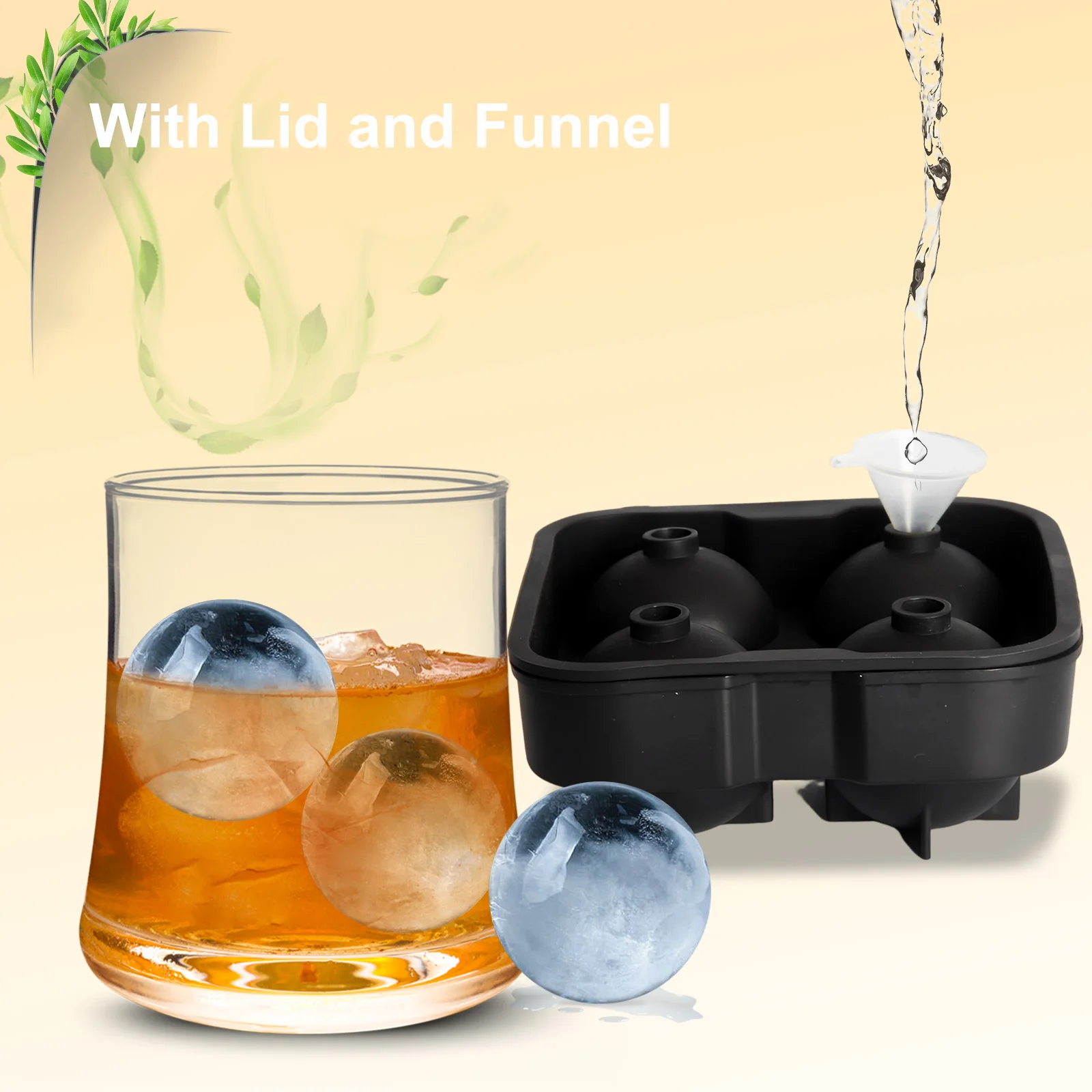 4 Grid Big Ice Tray Mold Box Large Food Grade Silicone Ice Cube Square 2/3PCS Tray Mold DIY Maker Cube for Whiskey