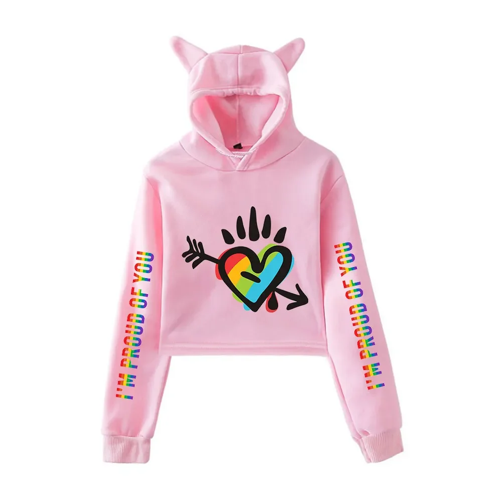

Lgbt Cat Ears Hoodies Jacket Women Rainbow Flag Lesbians Gays Cropped Sweatshirt Fashion Harajuku Coat Baseball Uniform Clothing