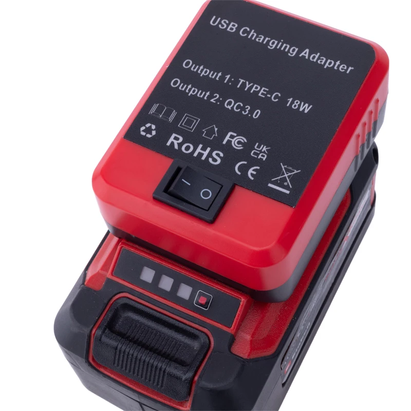 Einhell/X-Change/OZITO 18V 리튬 이온 배터리 어댑터용 배터리 보조베터리 USB/Type-C 듀얼 고속 충전 인터페이스 전원 공급 장치