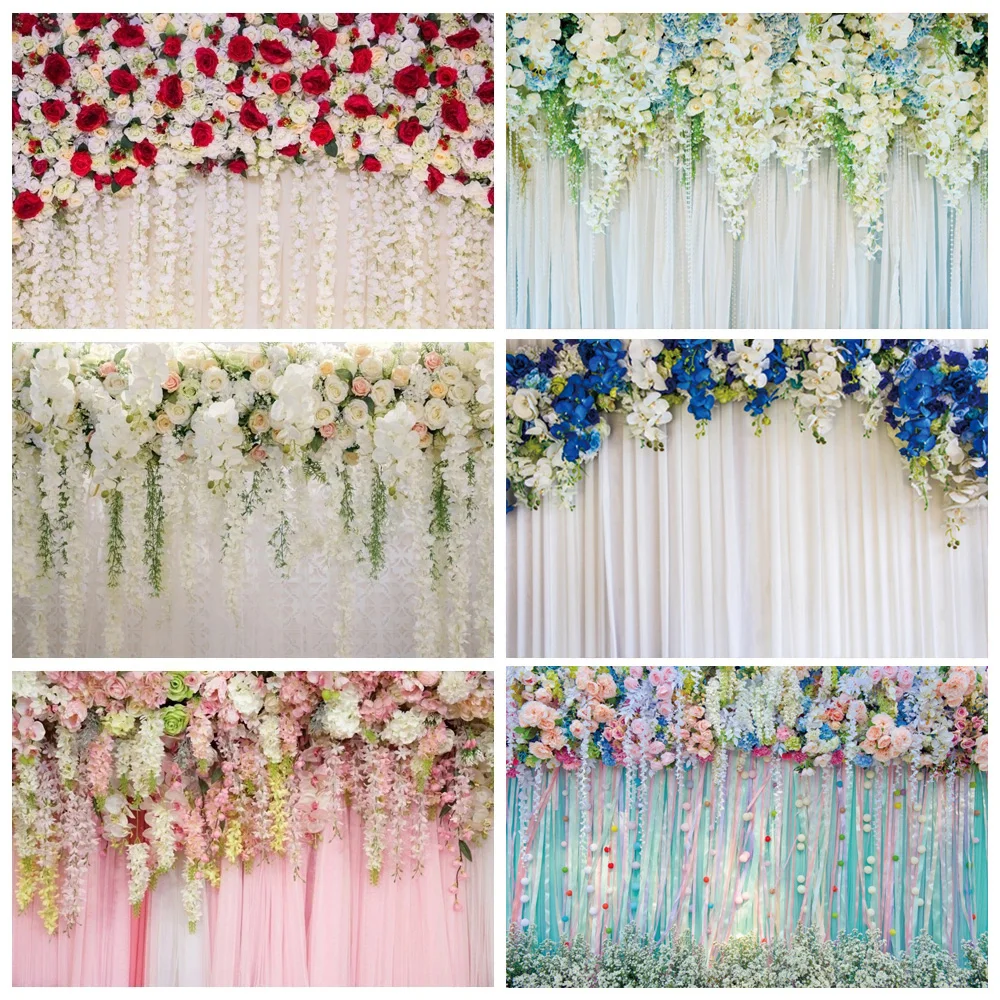 

White Rose Floral Theme Photography Backdrops Bridal Shower Wedding Flowers Photo Background Baby Girl Birthday Party Decor