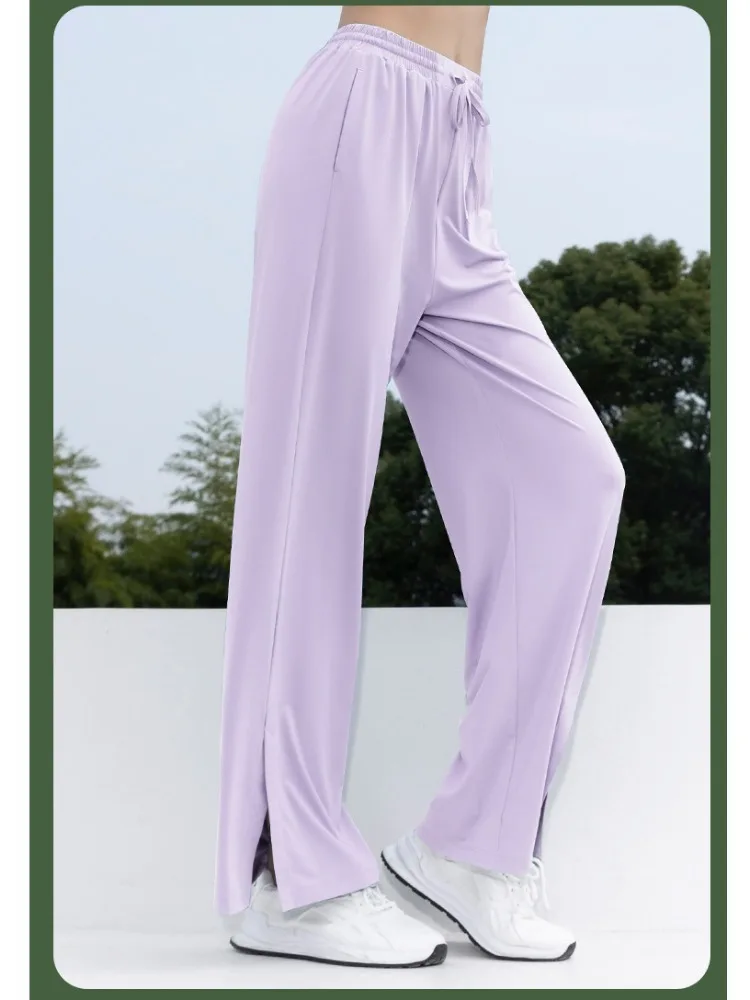 Women's Casual Straight Running Sweatpants Wide Leg Pants Drawstring Design With Side Pockets Leggings Woman Yoga Pants 3