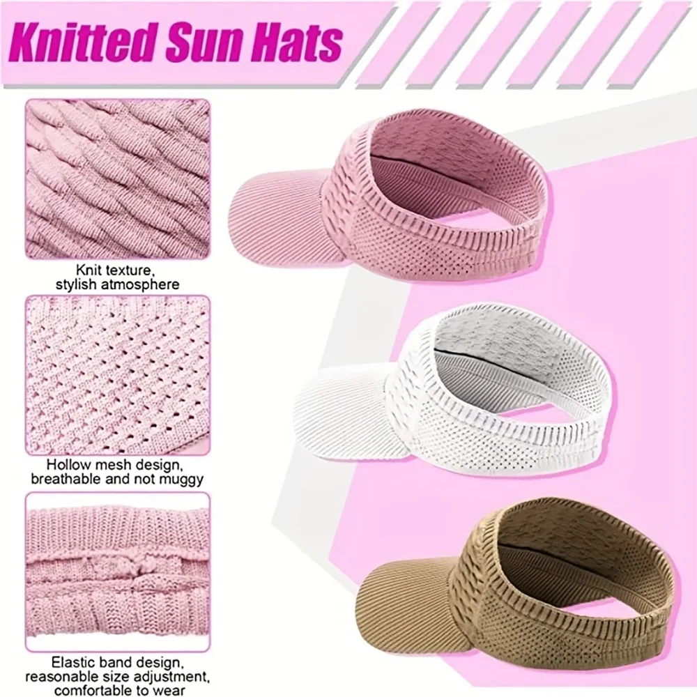 Women Sun Hat Anti-UV Breathable Adjustable Visor Caps For Tennis Golf Running Travel Beach