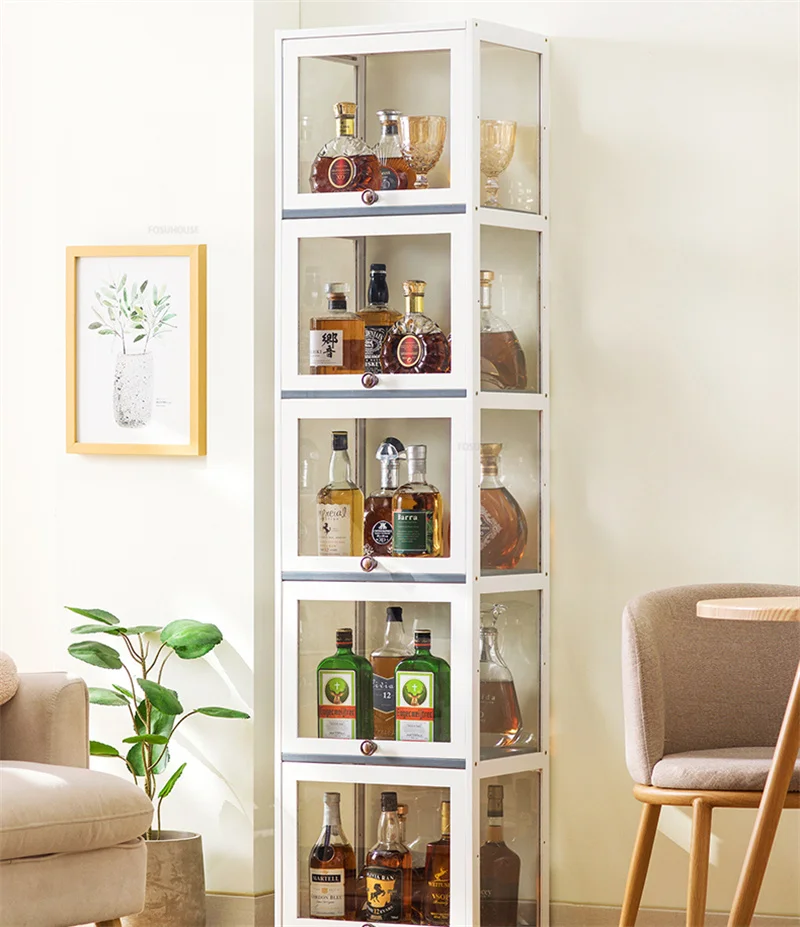 Modern Bamboo Wine Cabinets for Living Room Display Cabinet Multi-functional Multi-layer Bar Furniture Household Small Wine Rack