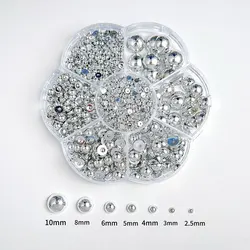 Elegant 3D Floral Nail Art Decoration Kit with Beads & Wax Pen (Silver beads)
