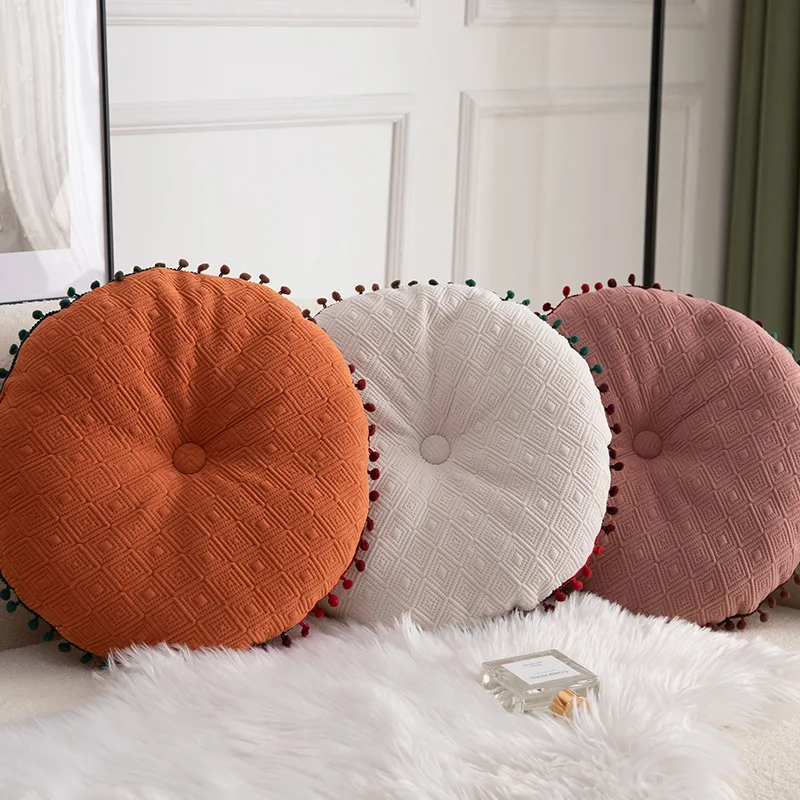 Round Pillow Cushion For Sofa Velvet Upholstery Small Throw Pillow Velvet  Home Decor Folded Round Pillow Cushion For Sofa Chair Bed Car Living Room 