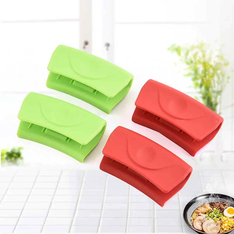 Silicone Pan Handle Cover Insulated Pot Ear Clips Grip Sleeve Glove Kitchen Tools 1 Pair