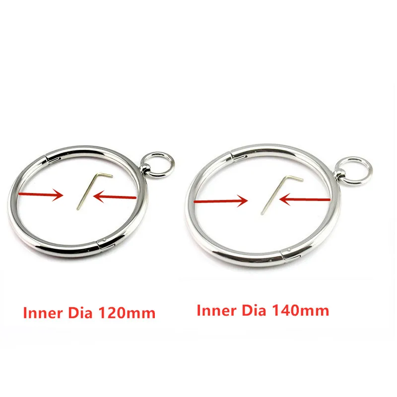 Metal Male Female Lockable Slave Neck Collar Hex Wrench Restraint Bondage Locking Choker O-Rings Chain Leader for SM Couple Game sex party toys,erotic sex toy,sex toys,sex bondage toys