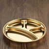 Stainless Steel Tray Divided Flat Compartment Food Trays Circular Dinner Trays Food Portion Plates With Divider Plate Dinnerware 2