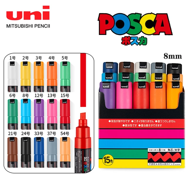 UNI Posca Markers PC-1M 8/12 Colors Suit In Art Markers Pens Set