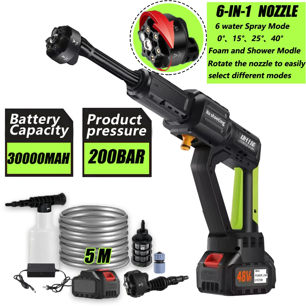 200bar30000mahBrushlessMotorPressureWasher6IN1MultiFunction