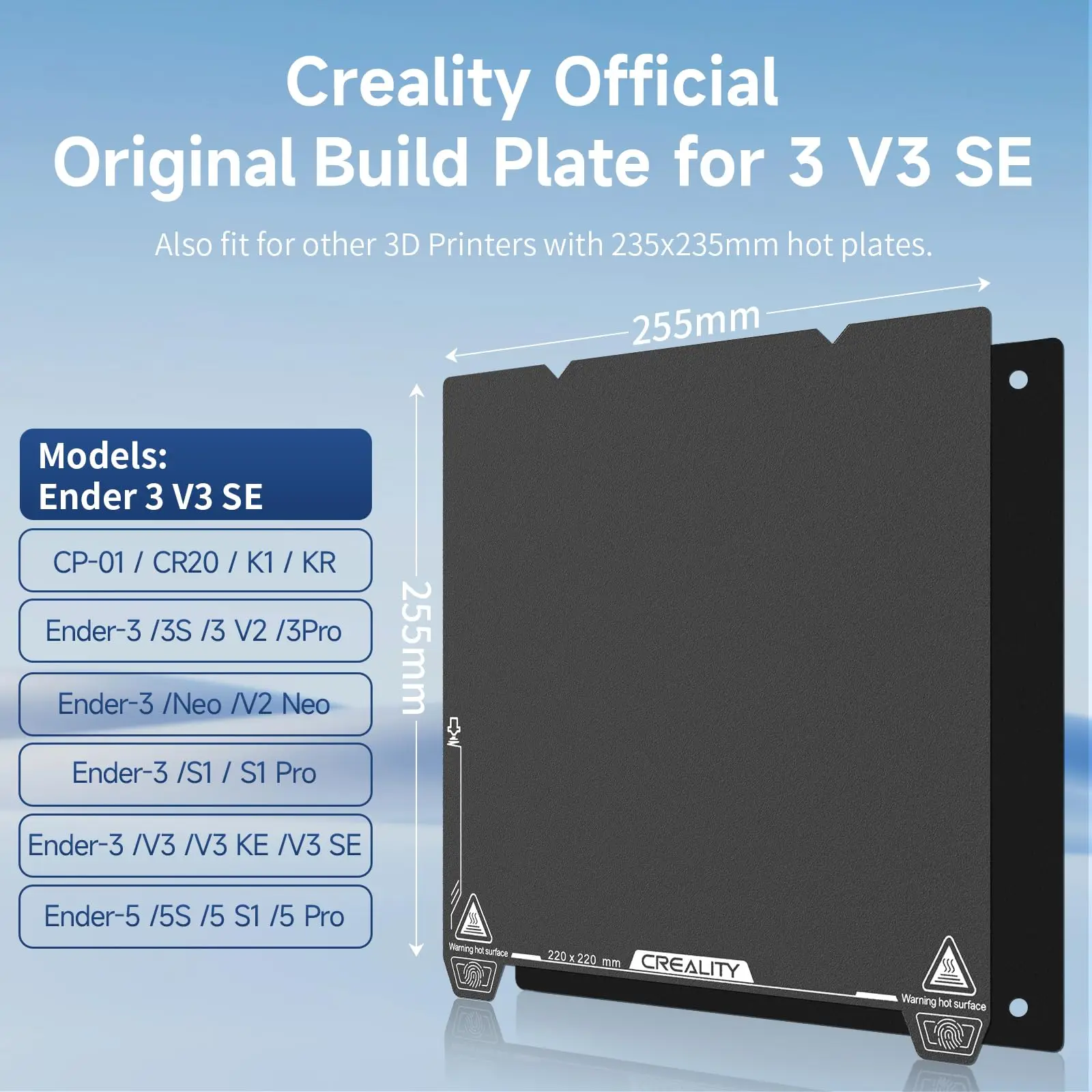 【Creality Ender3 V3 SE】3Dプリンター PEIプレート付き Official Ender 3 V3 SE Build Plate, 235X235Mm PEI Sheet