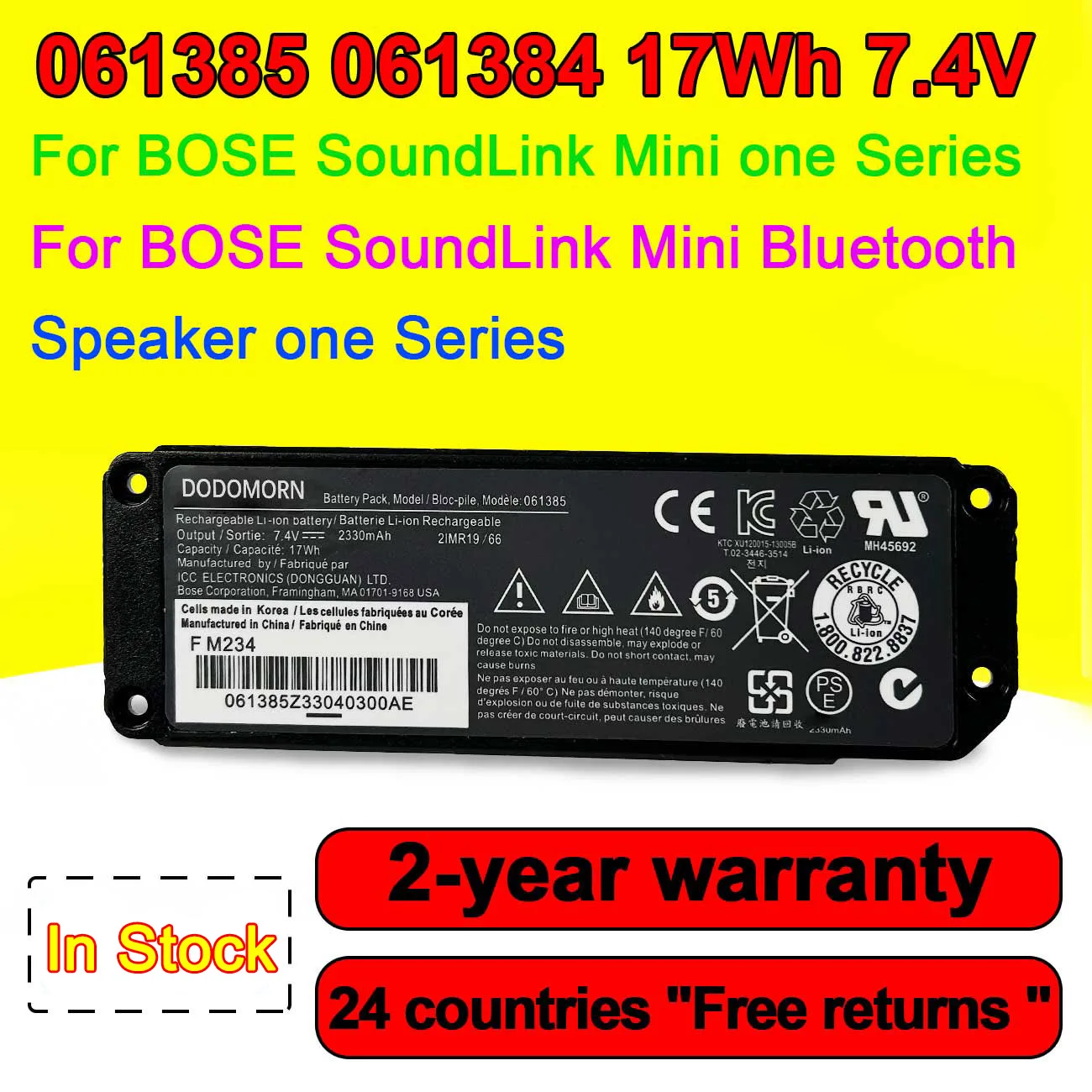 Bateria para Bose Soundlink Mini Alto-falante Bluetooth em Stock Alta Qualidade 2330mah 061384 061386 061385 2imr19 66 7.4v 17wh