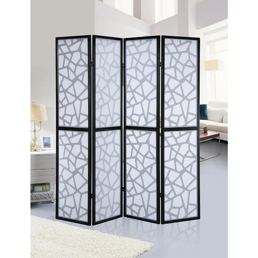 4 Panel Screen Room Divider, 70"W x 70"H