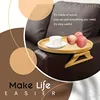 1pcs Foldable Sofa Armrest Tray Portable Wooden Round Snack Plate with Non-Slip Design Collapsible Couch Cup Holder 6