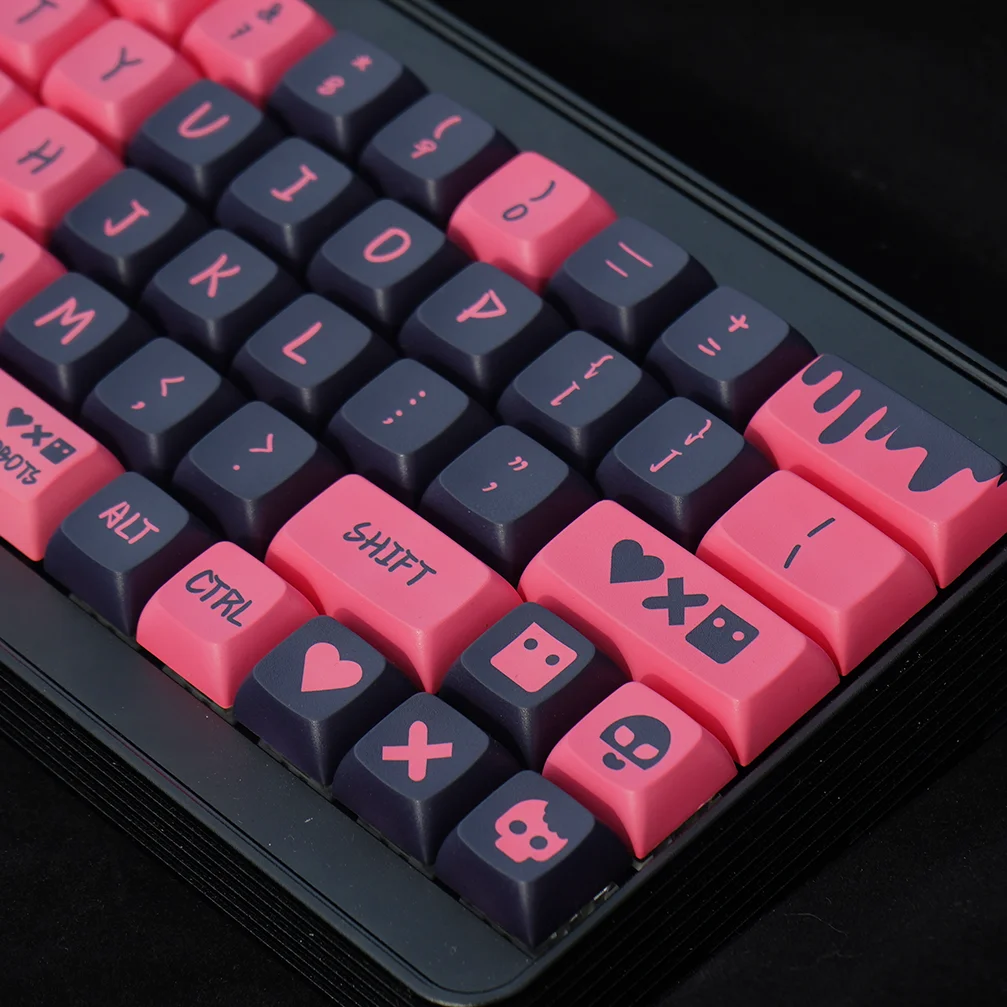 Xda-pbt Keycaps para Teclado Mecânico Preto Rosa Love Dye 5-sided Sub Cherry mx Switch Custom Faça Você Mesmo Personalizado