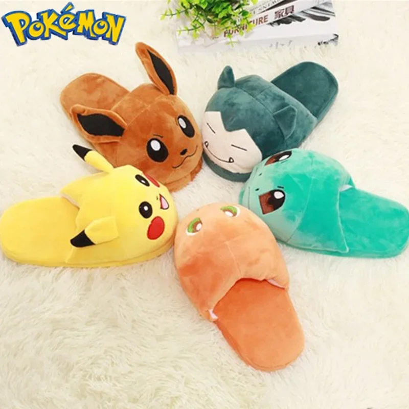 

Pokemon Kawaii Pikachu Snorlax Warm Plush Indoor Adult Cotton Slippers Widened and Thickened Children Cotton Drag Christmas Gift