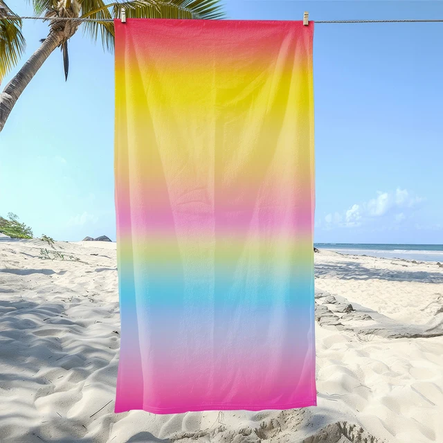 ผ้าขนหนูชายหาดไล่ระดับสีสุดสวย นุ่มและดูดซับ จําเป็นสําหรับการตั้งแคมป์ ว่ายน้ํา และกิจกรรมชายหาด 1
