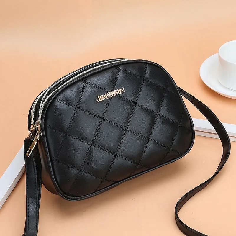 Fashion Diamond Pattern PU Leather Messenger Women Bag Ladies Shoulder Bags Black Luxury Design Crossbody Bags Small Messenger