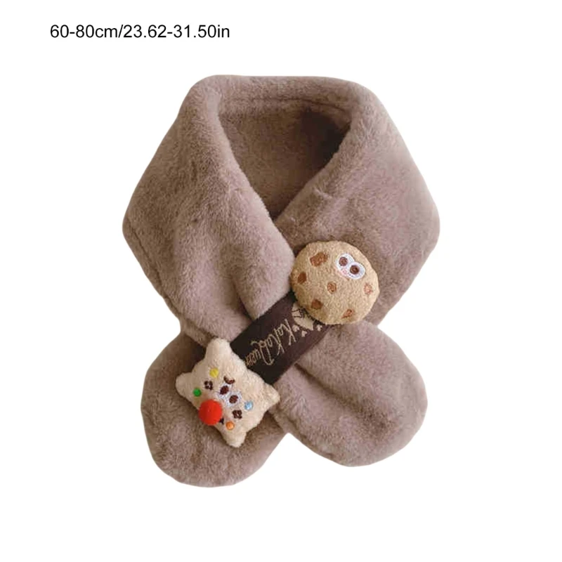 Children Plush Winter Scarf Thick & Warm Kids Scarf Fashionable Crossing Pattern Baby for Boy & Girls Ages 3-10