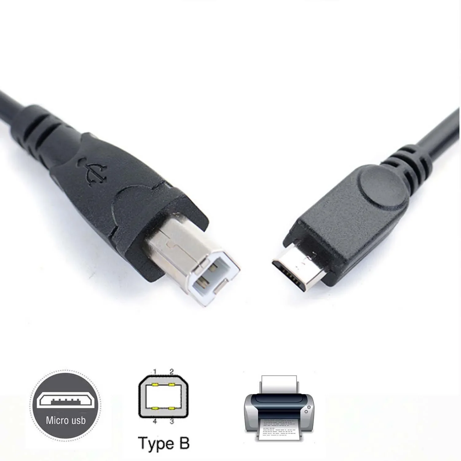 마이크로 usb 남성 USB 2.0 B 남성 데이터 OTG 케이블 코드 전화 프린터 스캐너 지원 스마트 폰 태블릿