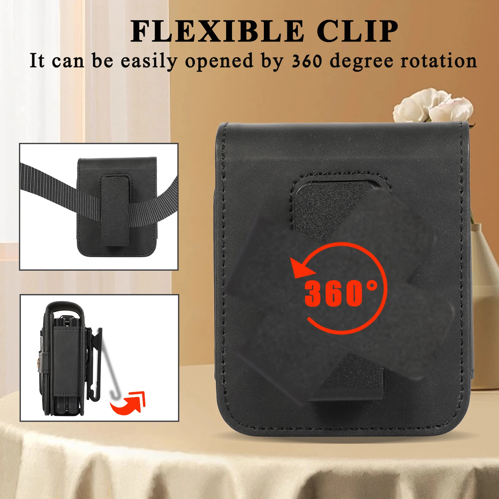 For Samsung Galaxy Z Flip 5 Case Luxury PU Leather Magnetic Wallet Card Bag Belt Clip With Pen Folded Shockproof Hard Back Cover