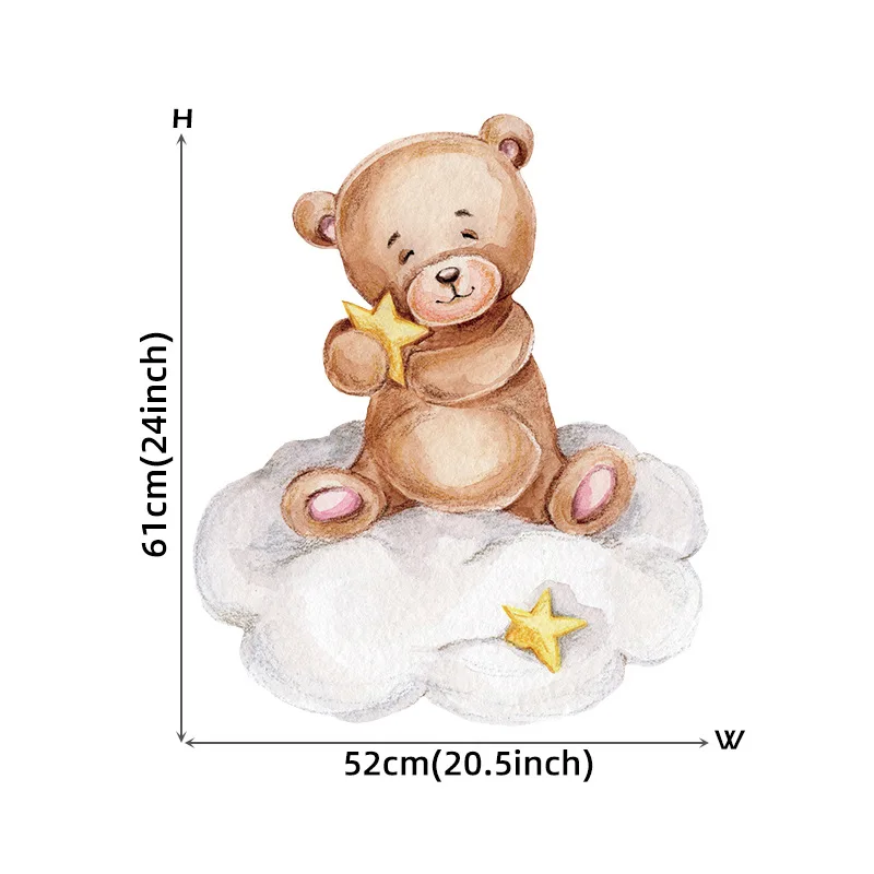 Cute Cartoon Bear Bunny Star Moon Wall Stickers for Kids Rooms Baby Room Wall Decor Wallpaper Girls Boys Bedroom Nursery Sticker 