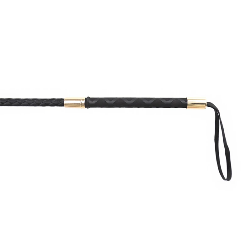 57CM Cat Shape Top Leather Long Straight Whip Riding Crop Flogger Dressage Whipps Paddle Slapper Horse Training 6